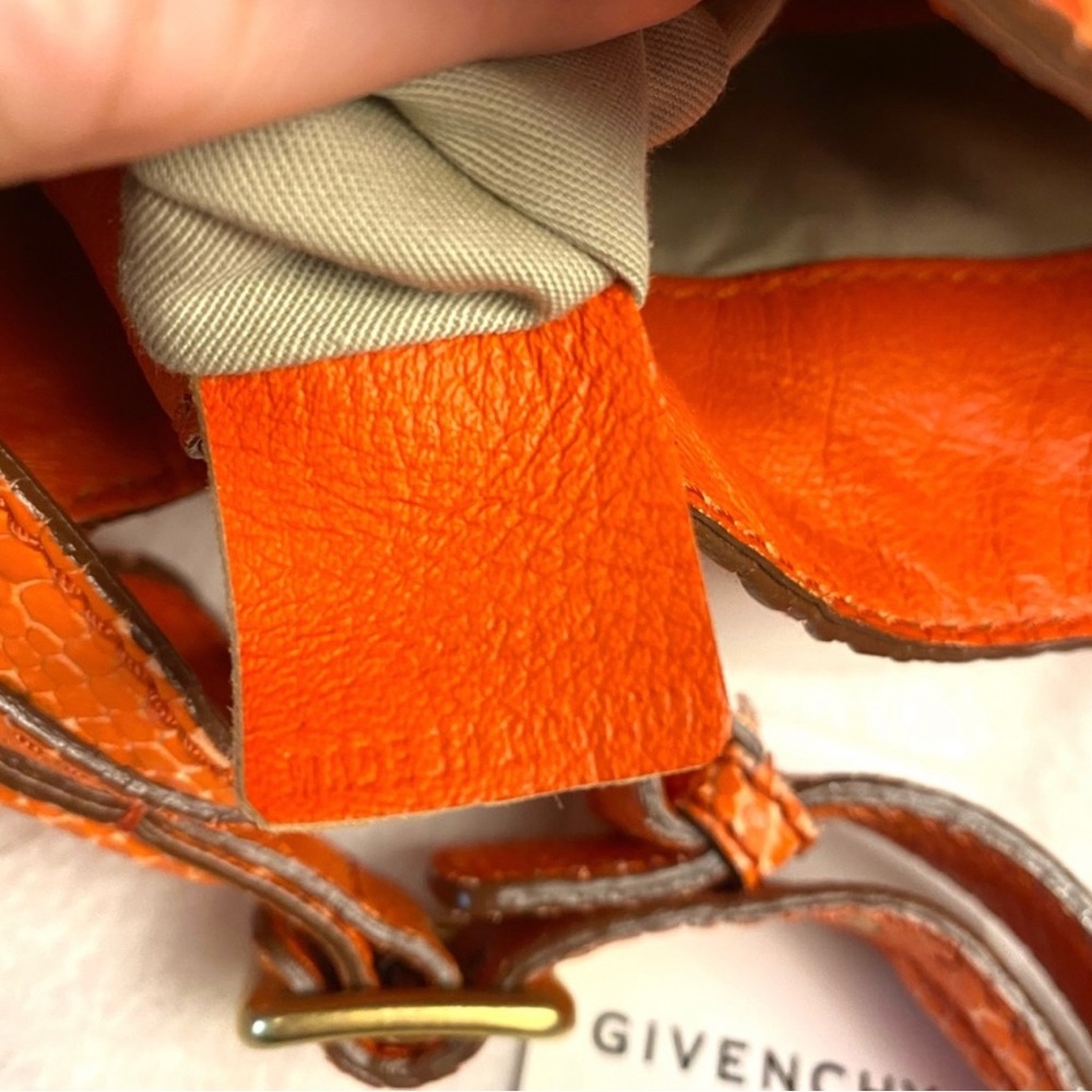 Givenchy orange snake embossed leather hobo bag - Picture 8 of 10